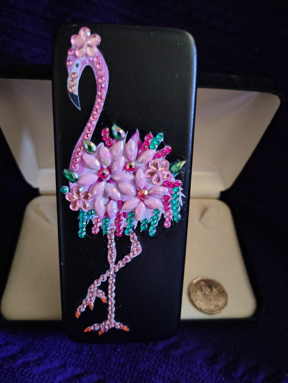 🦩😎New Handmade Bedazzled Flamingo Eyeglass Case Rhinestone Glasses Holder 🦩😎
